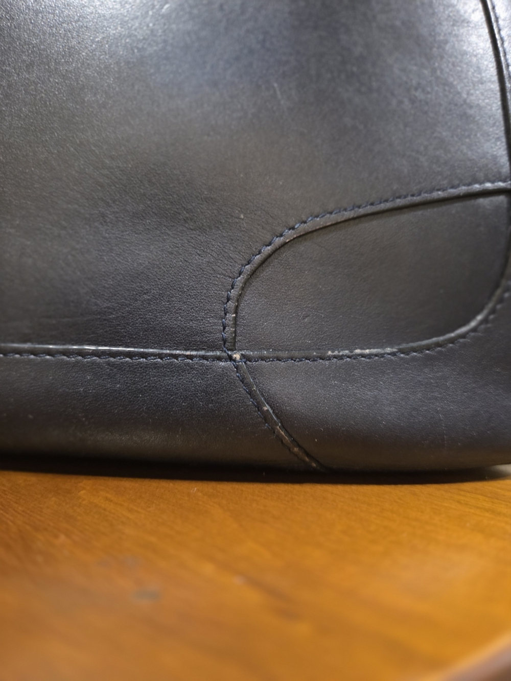 Vintage Etienne Aigner Navy Leather Structured Tote - Picture 13 of 14
